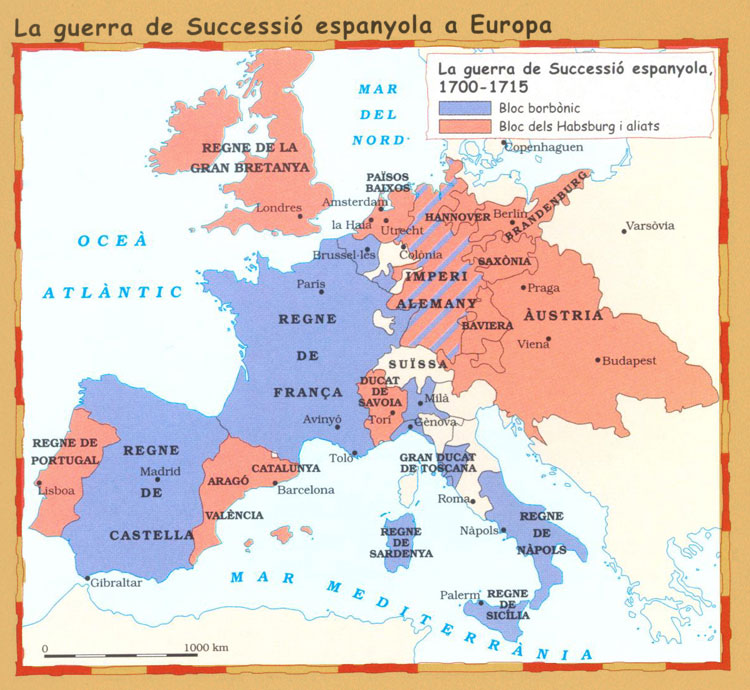 mapa de la guerra de Successió a Europa